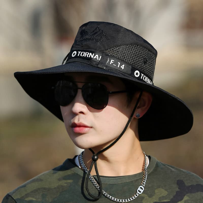 Mountaineering Fishing Sunscreen Travel Breathable Large Eave Visor Hat For Men 7