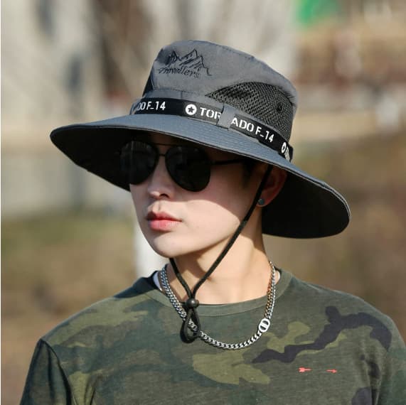 Mountaineering Fishing Sunscreen Travel Breathable Large Eave Visor Hat For Men 9